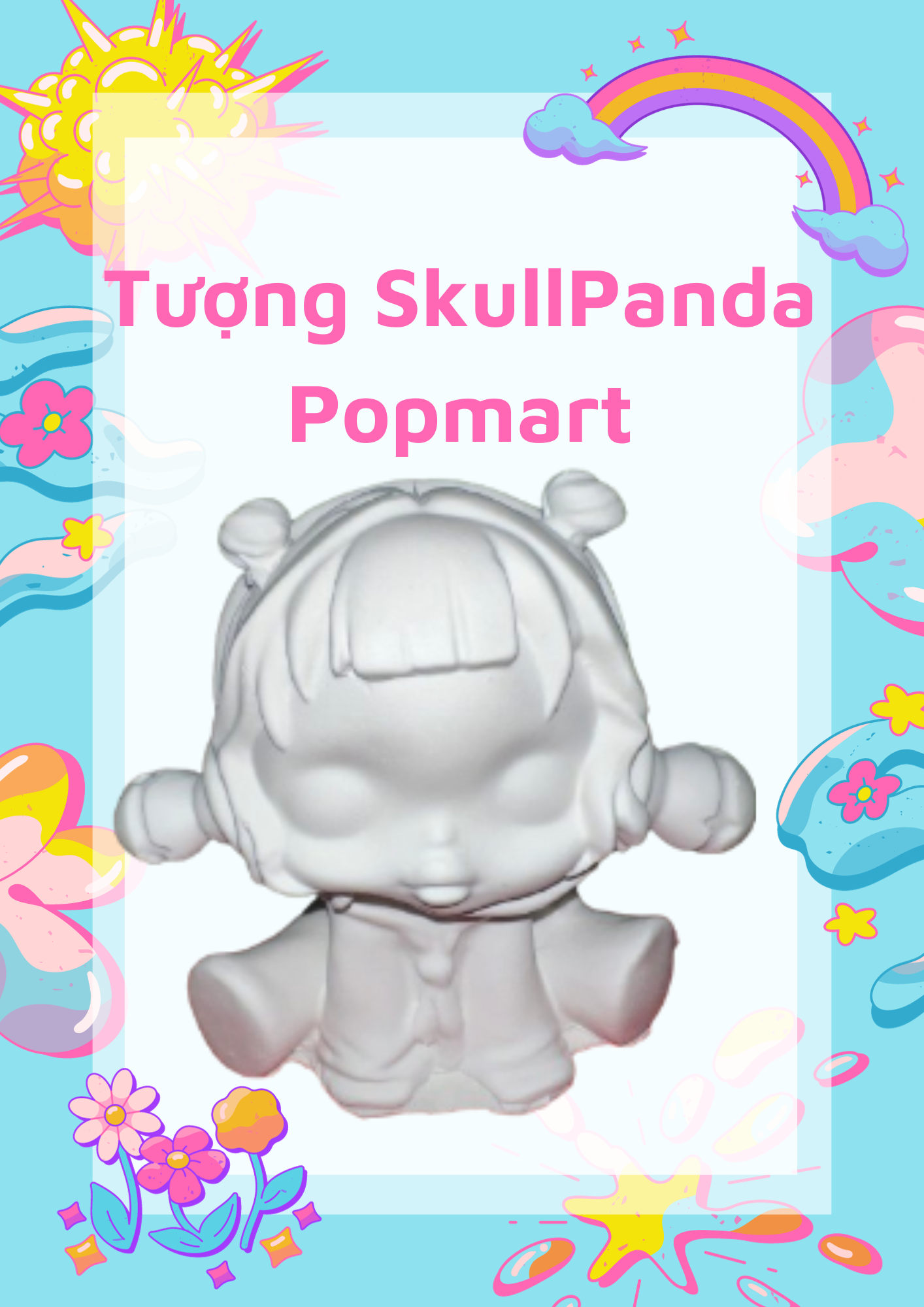Tượng Skull Panda PopMart tặng 1 tượng mini. Không màu hoặc Kèm theo màu Acrylic