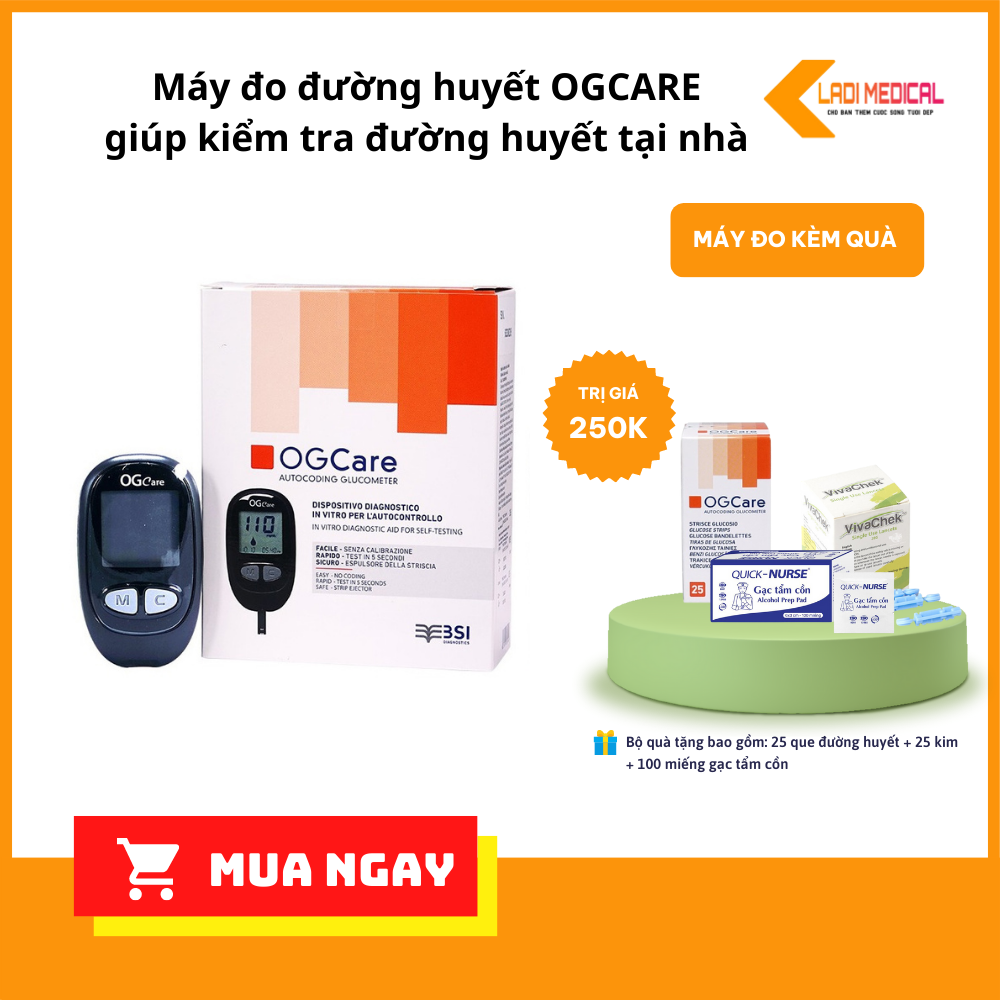 Máy đo đường huyết OGCARE giúp kiểm tra đường huyết tại nhà