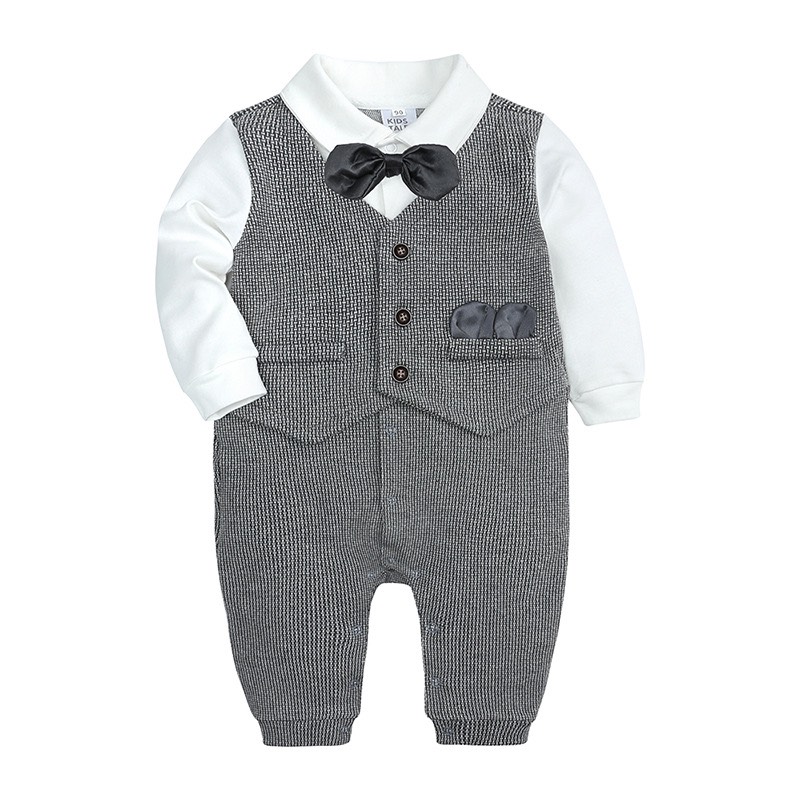 [Hàng đẹp VIDEO] Body công tử giả vest bodysuit liền thân bé trai mặc đầy tháng, thôi nôi