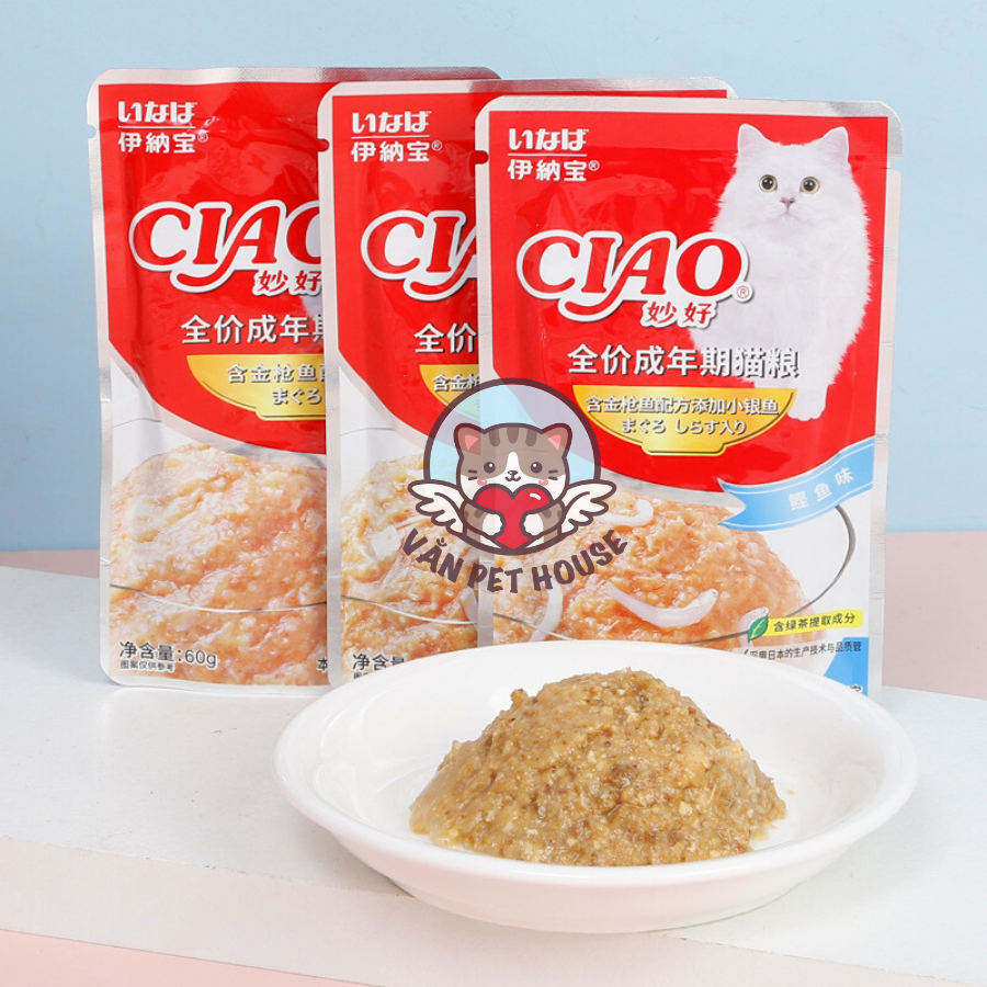 Thùng 48 gói pate ciao cho mèo 60g - mix vị