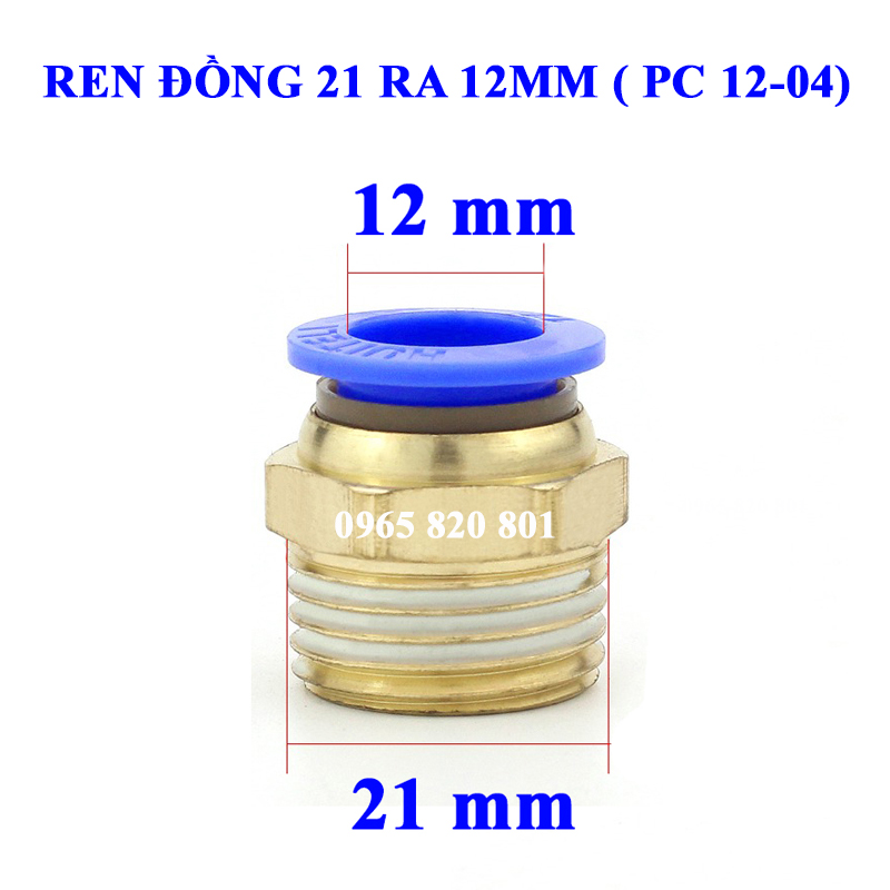 Ốc ren 21 ra ống 12mm