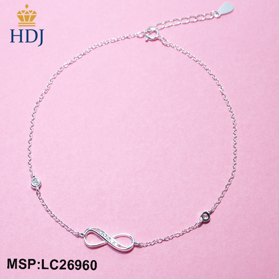 Lắc chân bạc thật dành cho nữ mẫu hình vô cực và nụ đá nhỏ xinh lcb26960 - trang sức hdj