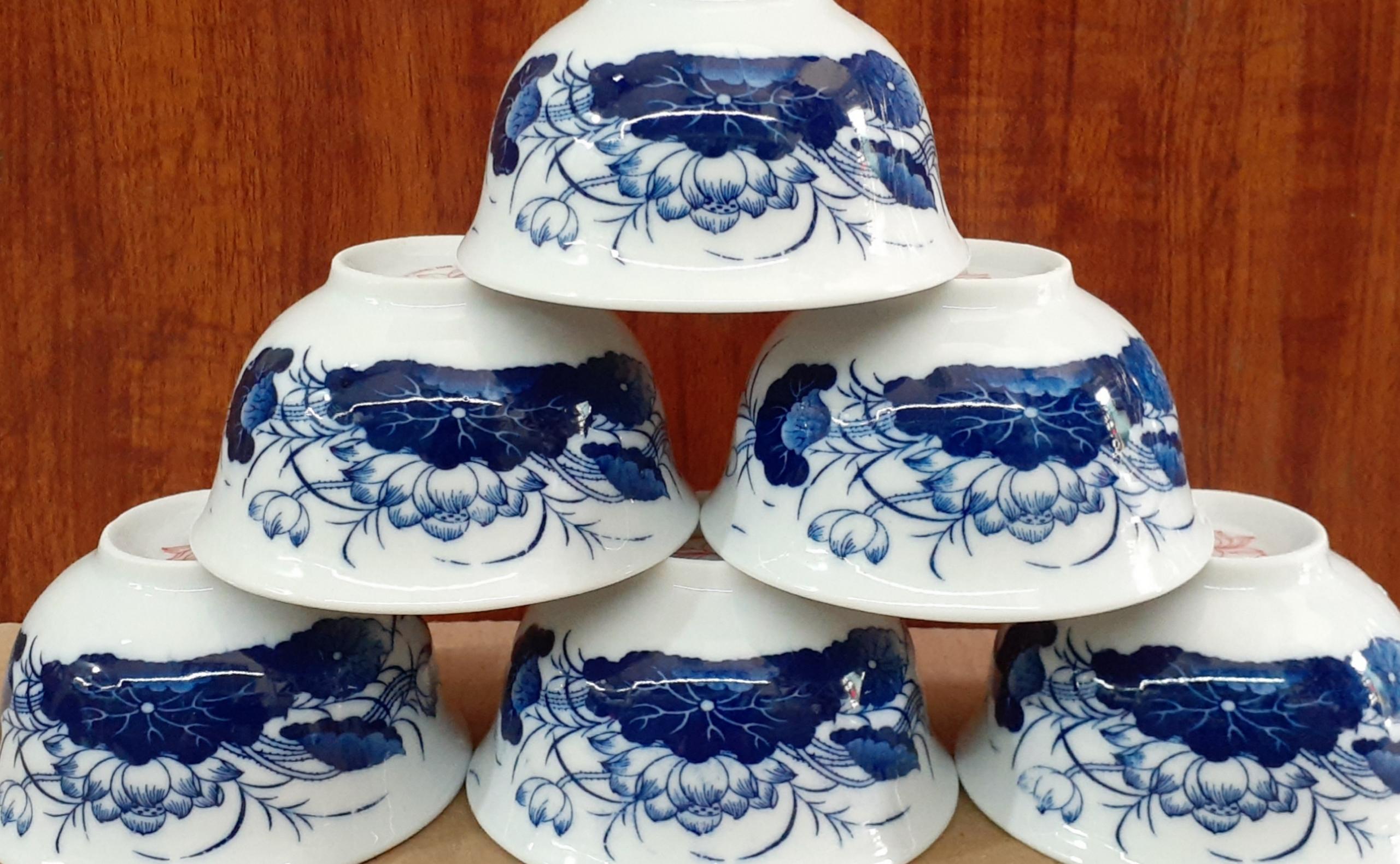 BỘ 6 BÁT THỜ HOA SEN- BÁT TRÀNG