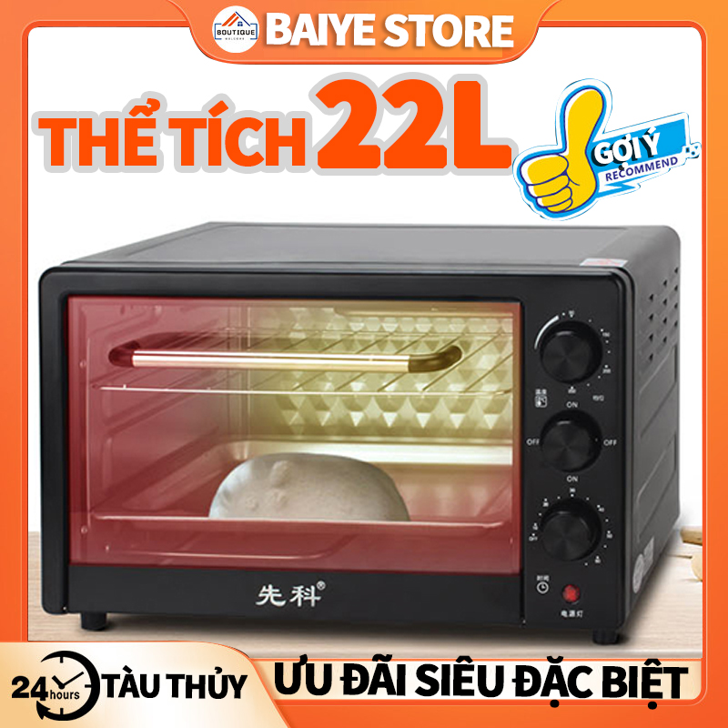 Electric oven (22 L), custom made with 4 power levels from 4 different baking temperatures, 12 months warranty easy-to-clean metal multifunctional electric oven