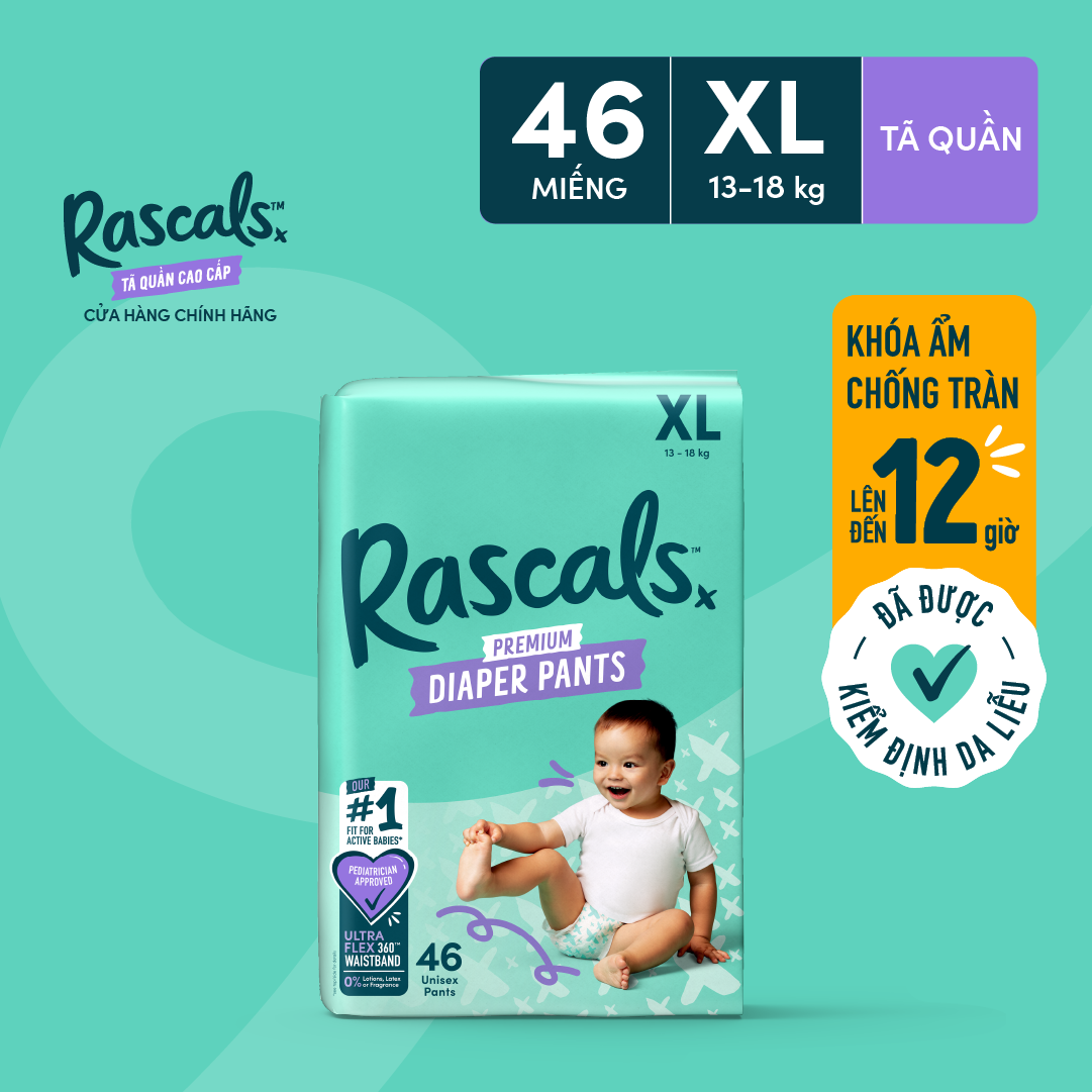 Tã/Bỉm Quần Rascals Size XL (13-18kg) 46 miếng