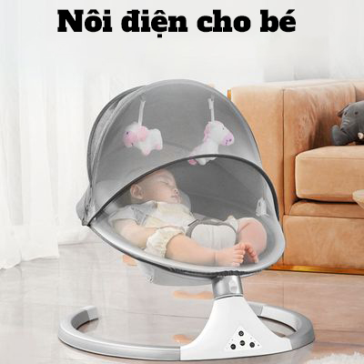 Nôi điện cho bé - nôi đưa tự động - 3 chế độ hẹn giờ - 5 chế độ dung - có hình thật - ghế rung trẻ em - kết nối blooth - nội điện giúp bé ngủ ngon - có đai an toàn