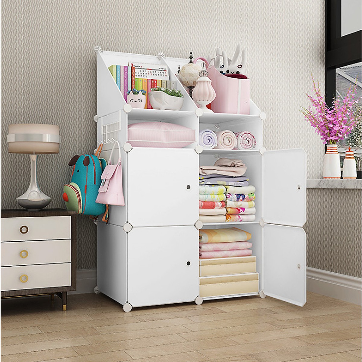 [HCM]Tủ nhựa ghép 4 Ô LỚN+2 Ô NHỎ+2 Ô XÉO