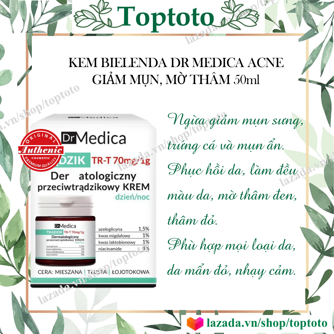 [HCM]Kem dưỡng Bielenda Dr. Medica Anti-acne Dermatological giảm mụn mờ thâm