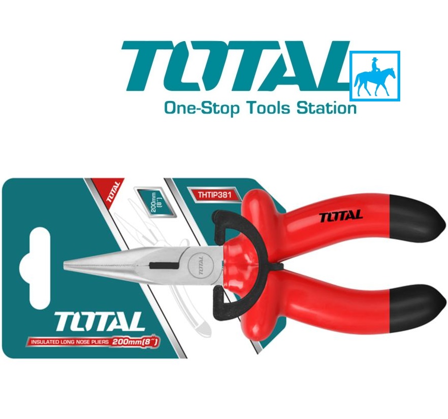 Kìm mỏ nhọn dài cách điện 1000v total thtip381 8inch chất liệu thép c-rv siêu bền cứng, bh 6 tháng tools and hardware