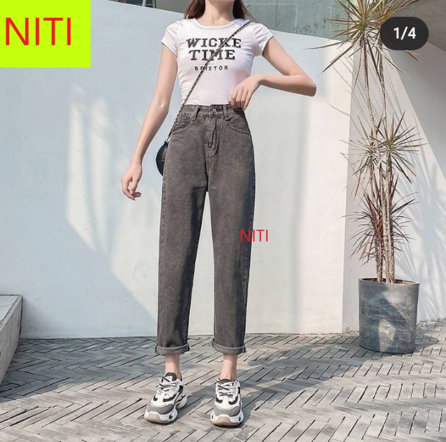 [ QUÊN LÃNG!! ] QUẦN JEAN NỮ LƯNG CAO KIỂU QUẦN BAGGY JEAN NỮ MÀU XÁM NITI LƯNG CAO SIÊU PHONG CÁCH PHỐI ĐỒ CỰC DỄ ĐỦ SIZE CỰC HOT-NY12308