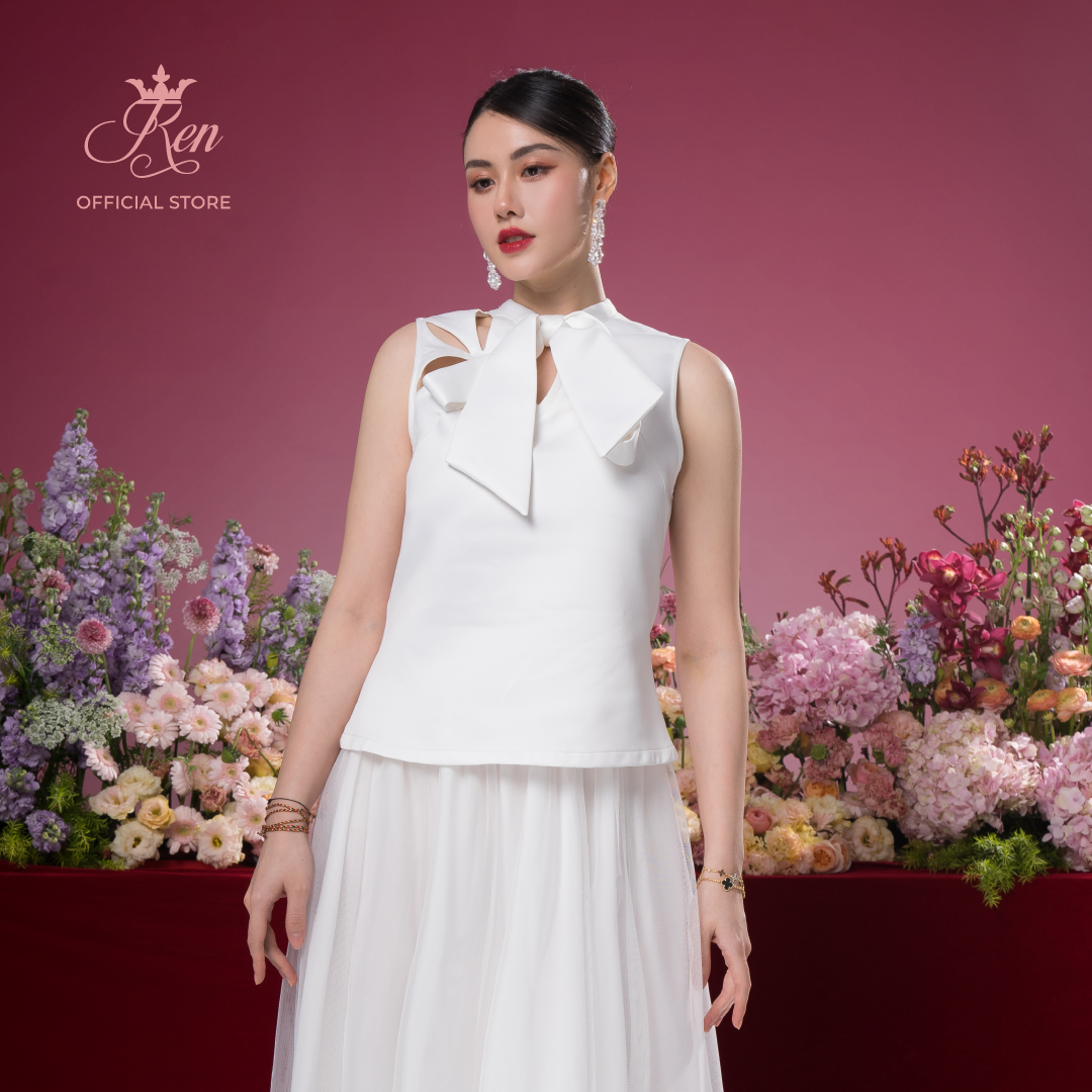 Ren by tee - áo ba lá khoét nơ cổ