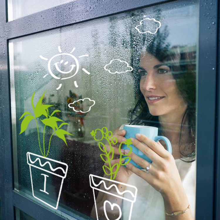 Decal dán kính hoa lá cỏ cây dk1