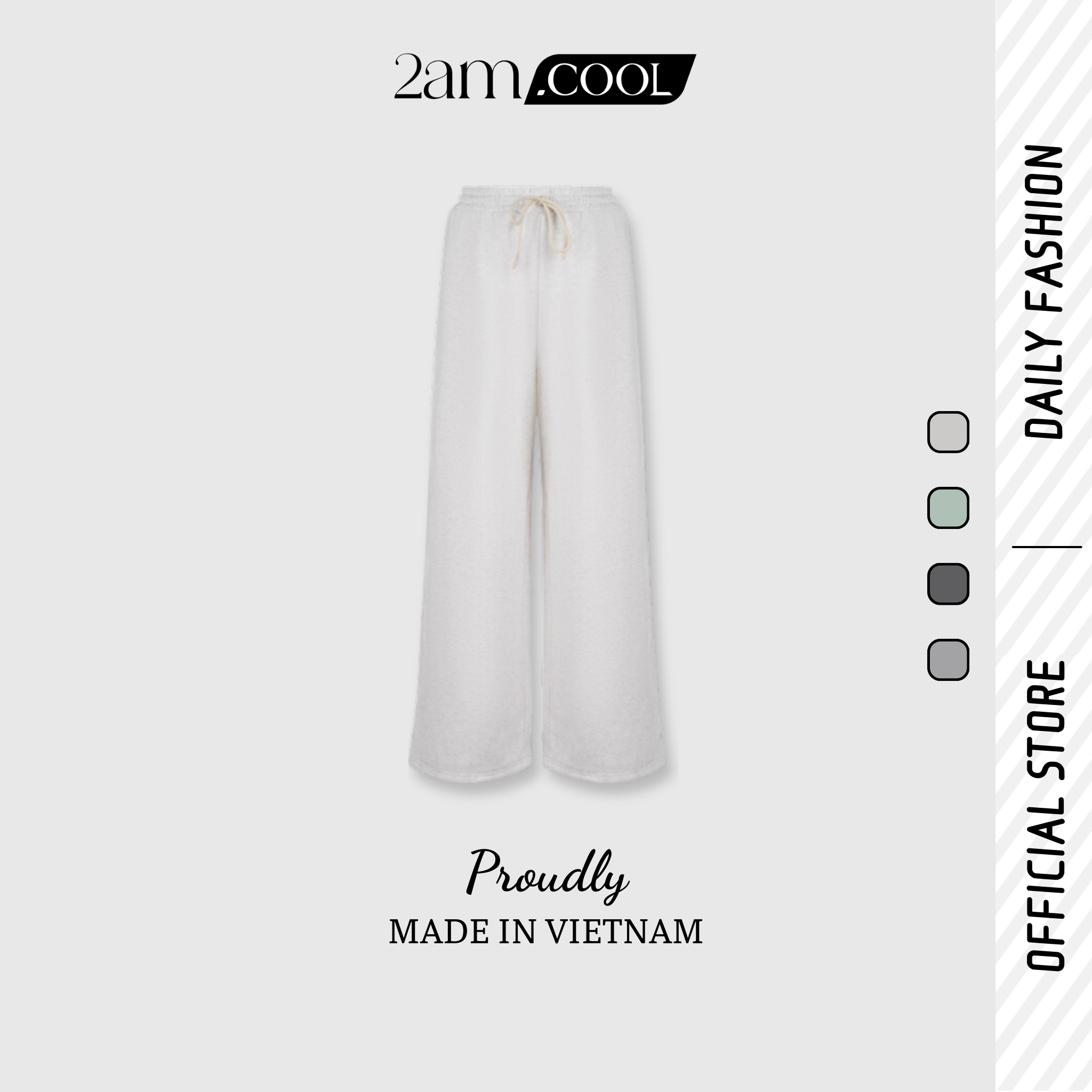Quần cullotes nữ lưng cao ống rộng chất liệu cotton chân cua dày dặn 2am