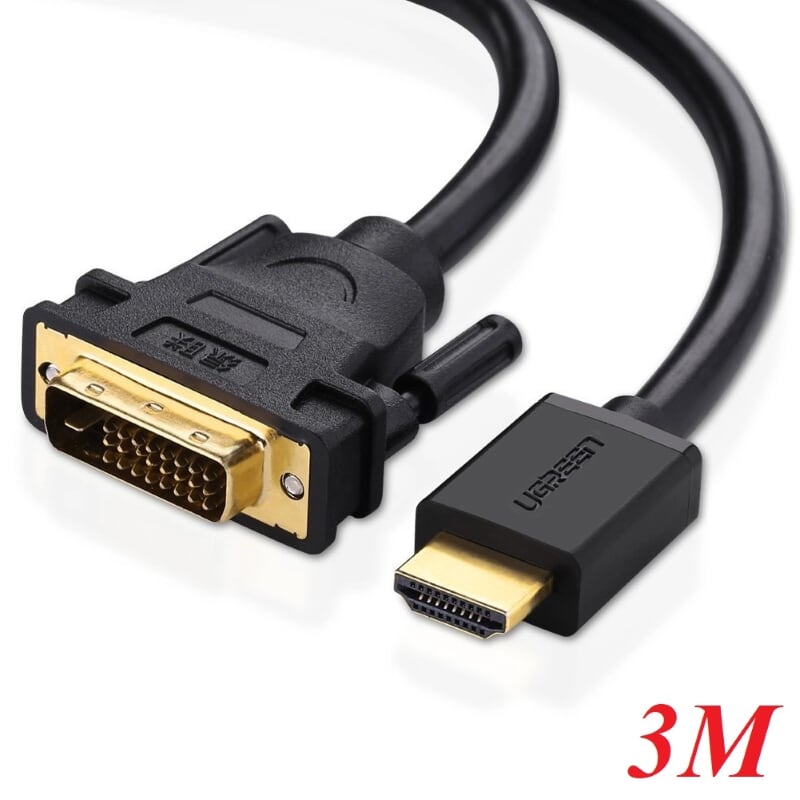 Ugreen 50349 3m màu đen cáp chuyển đổi hdmi sang dvi 24+1 thuần đồng hd133