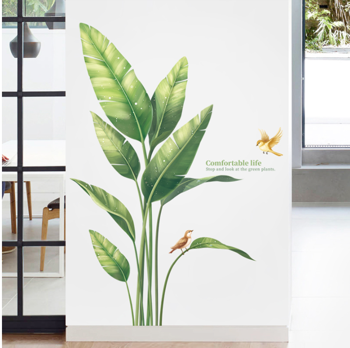Decal dán tường cây xanh và chim non - trang trí nhà cửa - thuthaodecor