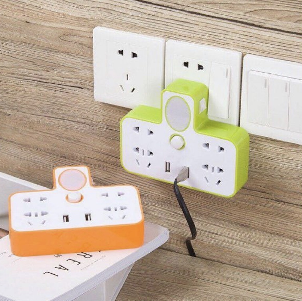 Ổ cắm điện đa năng, ổ cắm đa năng gồm đèn ngủ, ổ cắm, ổ usb sạc điện thoại, giá đỡ điện thoại đa năng , giao ngẫu nhiên màu_typhoon housewares