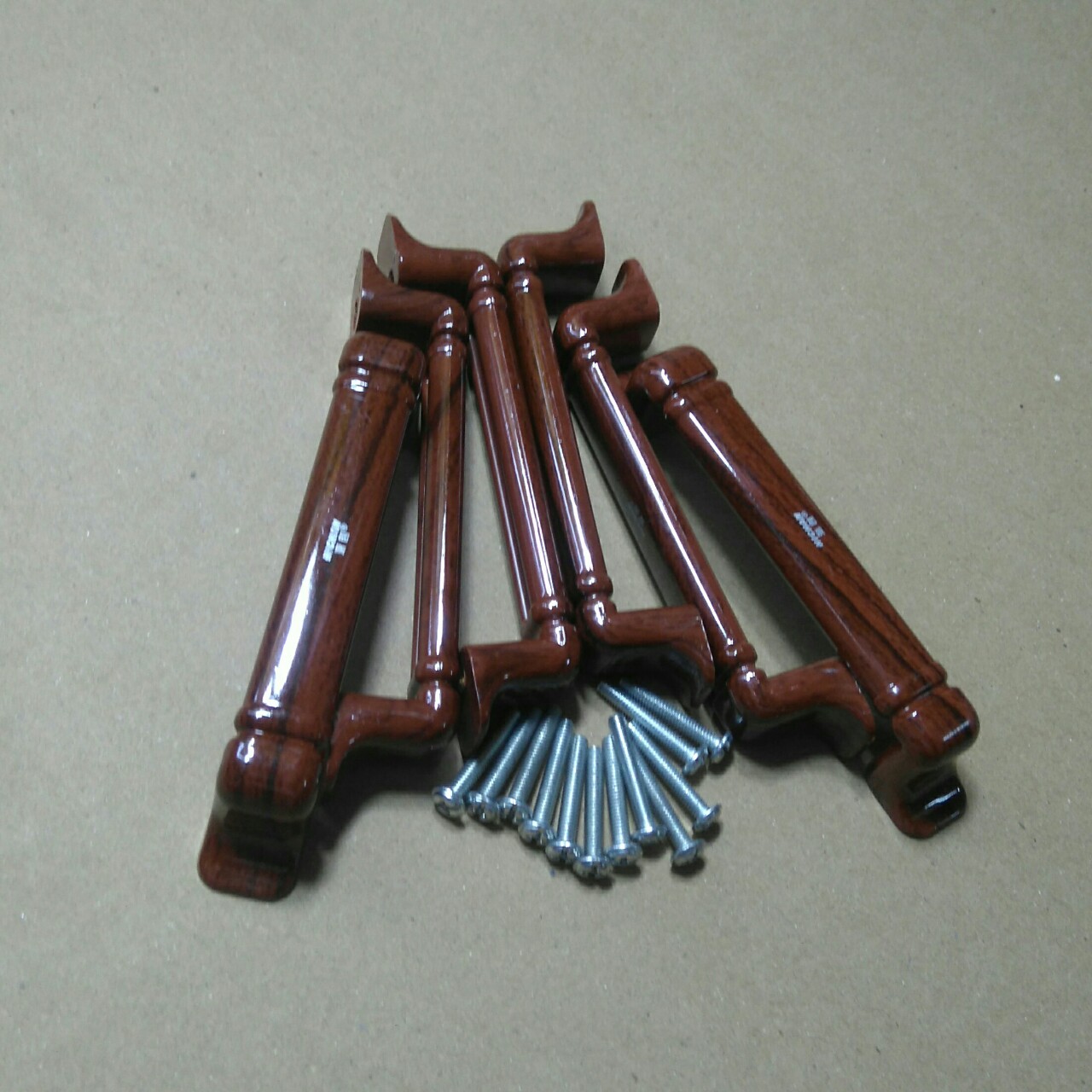 com bo 6 tay nắm cửa tủ vân giả gỗ- tay nắm nâu to dài 122 mm tặng kèm 4 bu lông