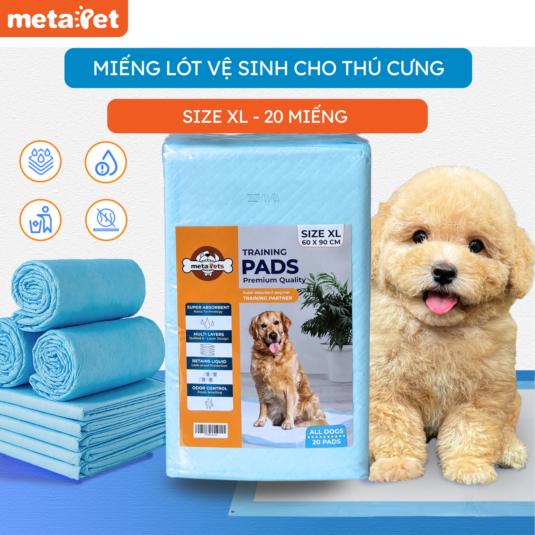 Metapet super absorbent cat dog kennel cleaning pad-perfect for trays, cages, cages - 3