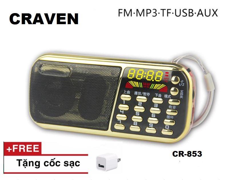 [HCM]Loa nghe nhạc CRAVEN CR-853(USB - THẺ NHỚ - FM) 3 Pin lớn