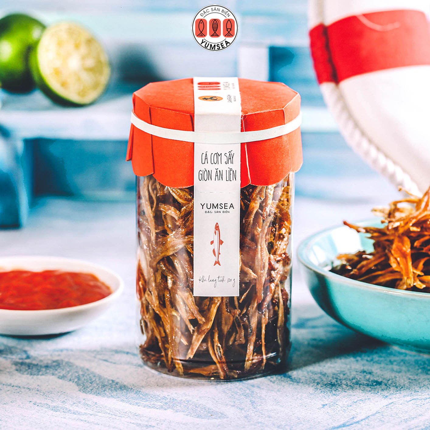 Cá cơm sấy giòn ăn liền, 120g, hũ, mẫu tobita, Yumsea