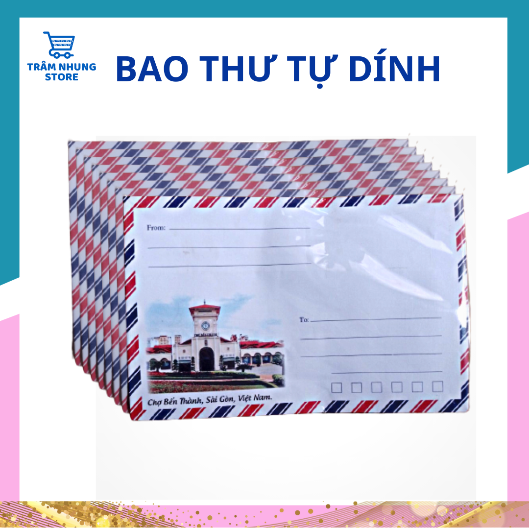 Bao thư bưu điện sọc dán tự dính, xấp 20 cái
