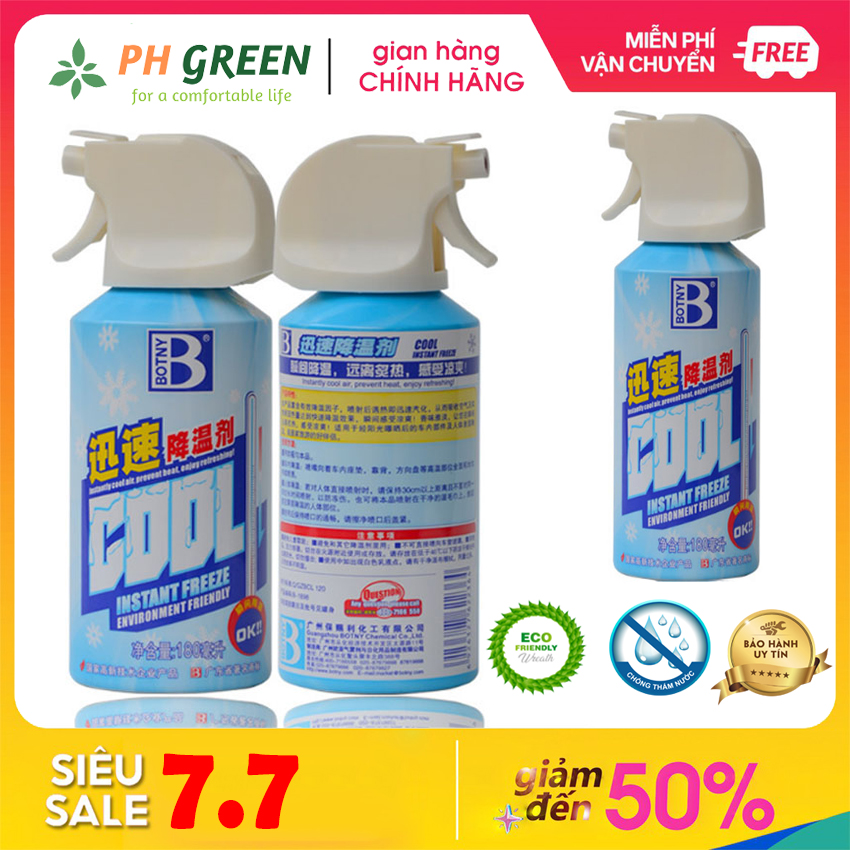 Bình Xịt Lạnh Mùa Hè Làm Mát Bề Mặt 180ml, Bình Xịt Làm Mát Yên Xe, Nội Thất Ô Tô, Hàng Cao Cấp, An Tìan Khi Sử Dụng.