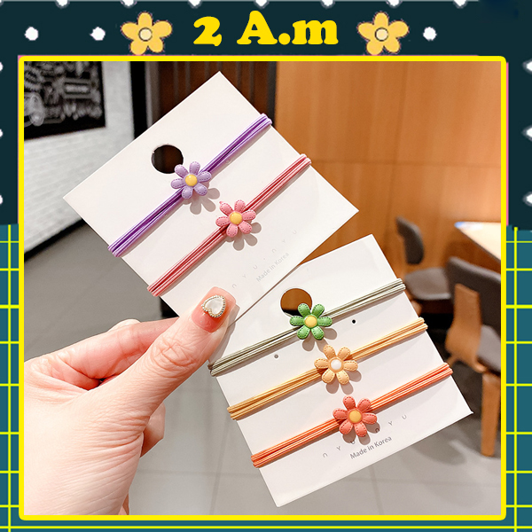 Dây buộc tóc trang trí hoa cúc xinh xắn nhiều màu
