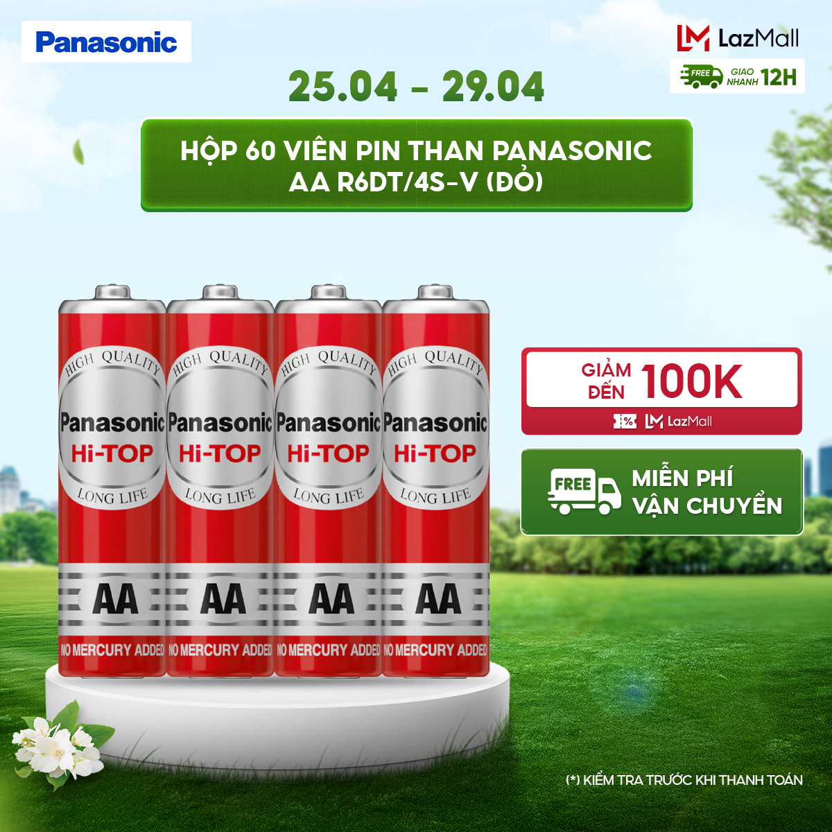 Hộp 60 viên Pin Than Panasonic AA R6DT/4S-V (Đỏ) – Hàng Chính Hãng