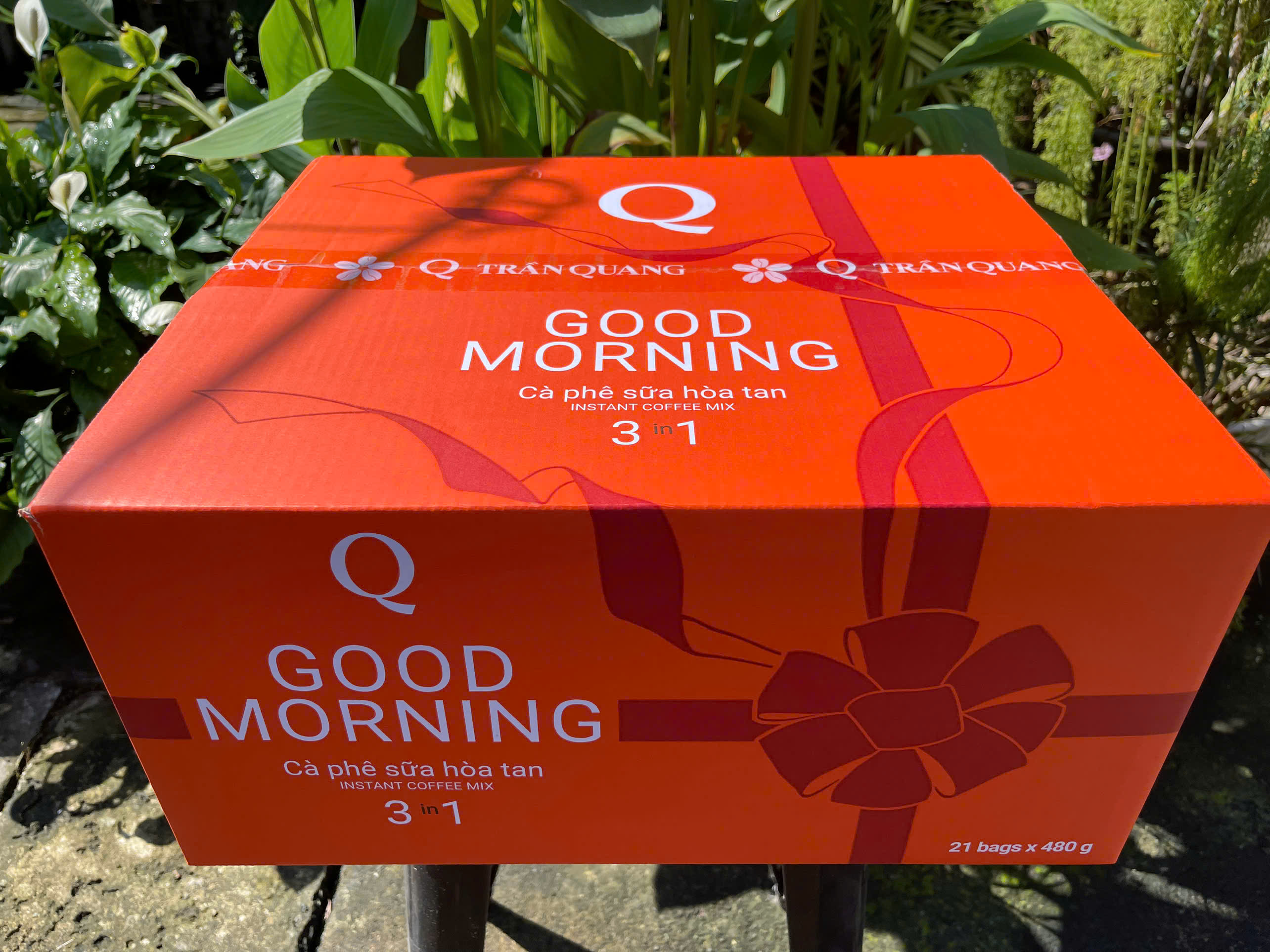 Cà phê sữa hòa tan good morning Trần Quang NUAN hòa tan 3 in 1 uống liền thùng 10kg 21 bịch