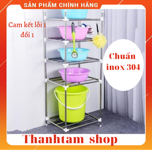 KỆ ĐỂ XOONG NỒI INOX 5 TẦNG CAO CẤP-ẢNH THẬT-HÀNG LOẠI 1