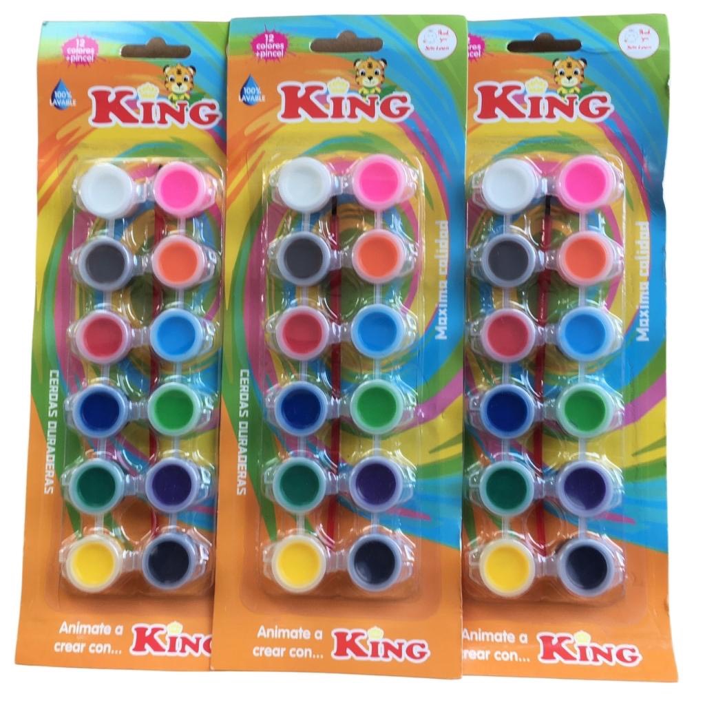 Màu nước tô tượng King 12 màu tặng 1 cọ - Màu Acrylic King 12 màu