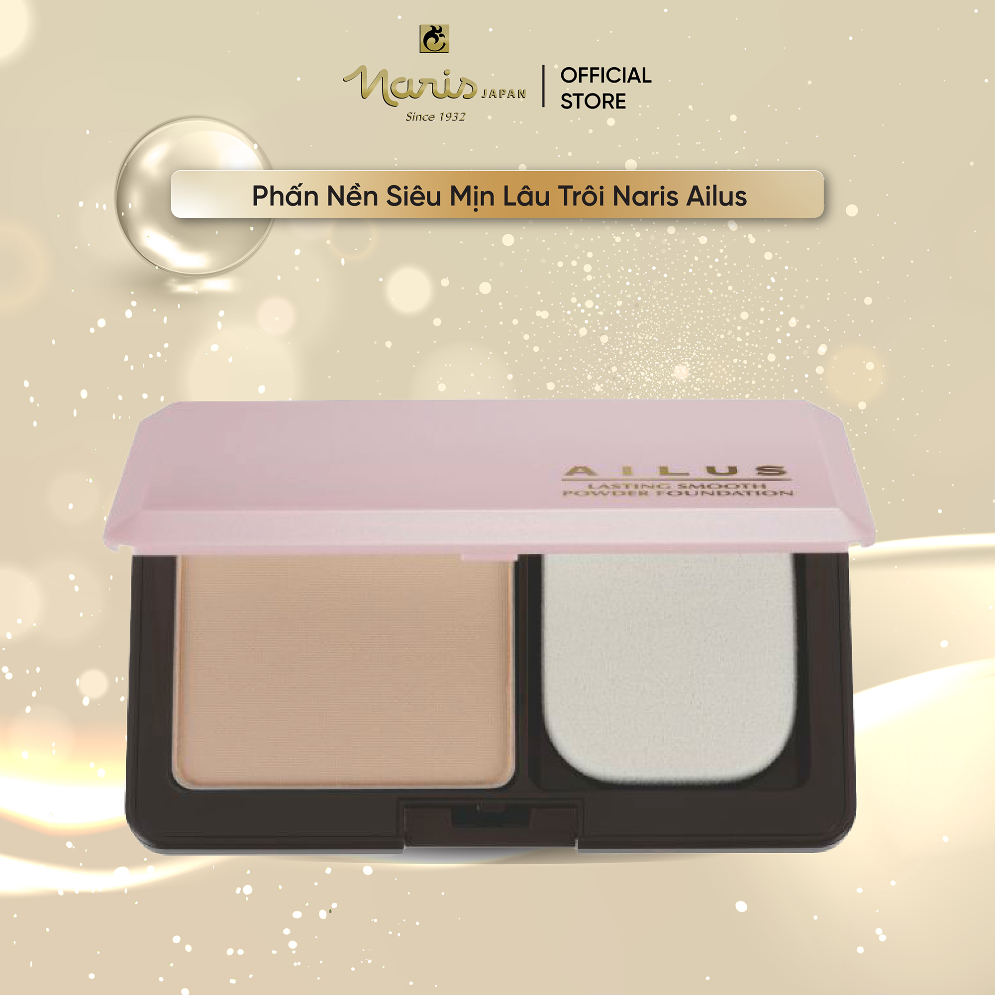 Phấn nền siêu mịn lâu trôi Naris Ailus Lasting Smooth Powder Foundation