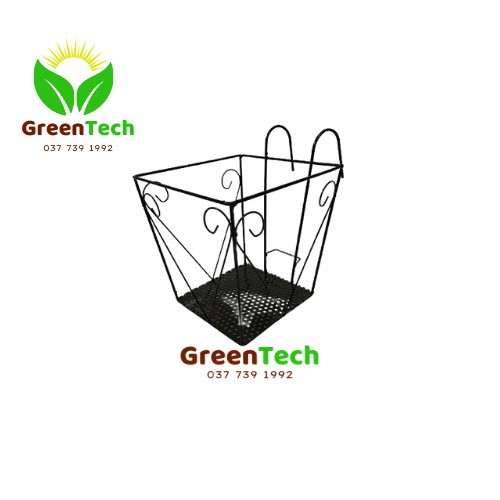 Giỏ sắt vuông treo hoa ban công 24cm - giá sắt vuông để chậu cây