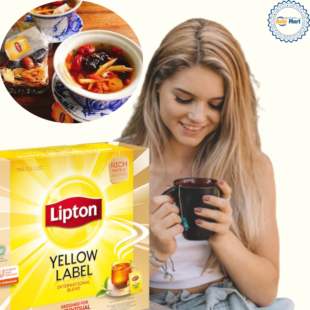 Trà Lipton xí muội cam thảo set 20 gói giảm cân, an thần dễ ngủ