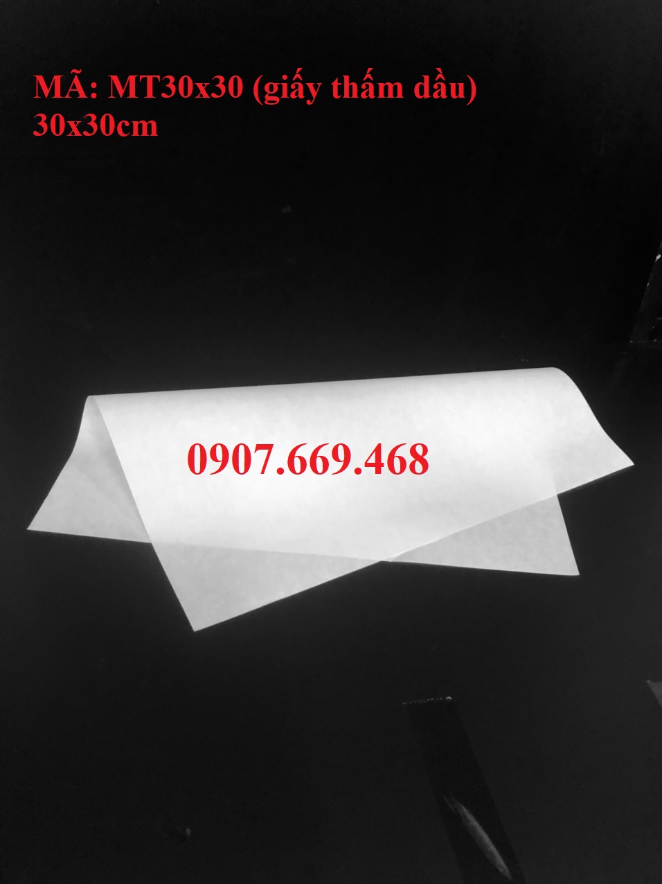 Giấy trắng THẤM DẦU lót thực phẩm tiện lợi size 30x30cm