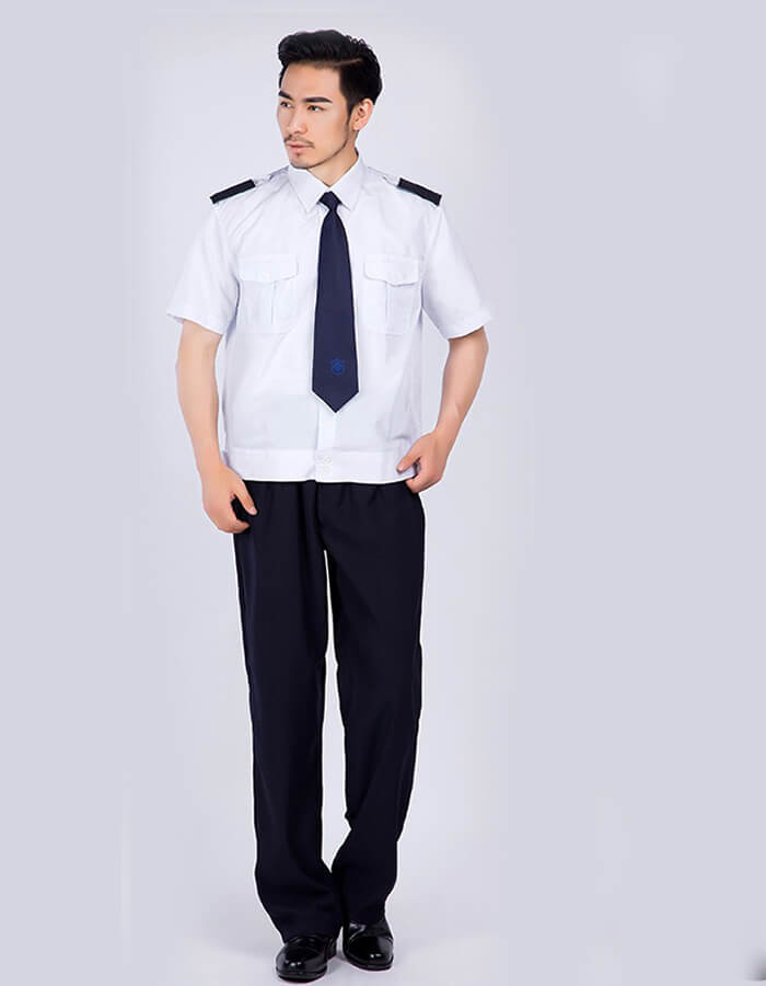 Áo bảo vệ ngắn tay - màu trắng, có đai (không bao gồm quần và phụ kiện: mũ, cà và, cầu vai, tiết ve)