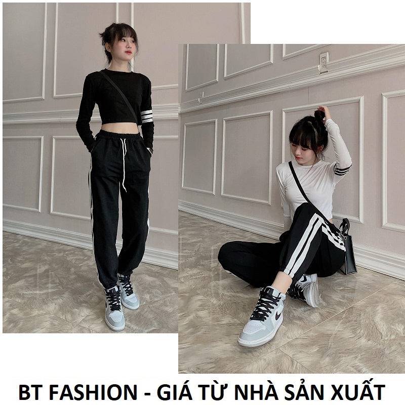 (Mua Lẻ hoặc Bộ) Quần Thể Thao Jogger + Áo Thun Tay Dài BT Fashion (2 Sọc Mới )- Hình thật, Video JO01