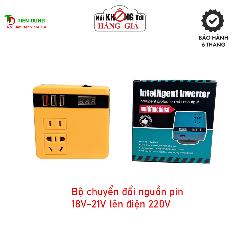 Bộ chuyển đổi nguồn pin 18V21V lên điện 220V sử dụng cho pin chân phổ thông Makita 4cm