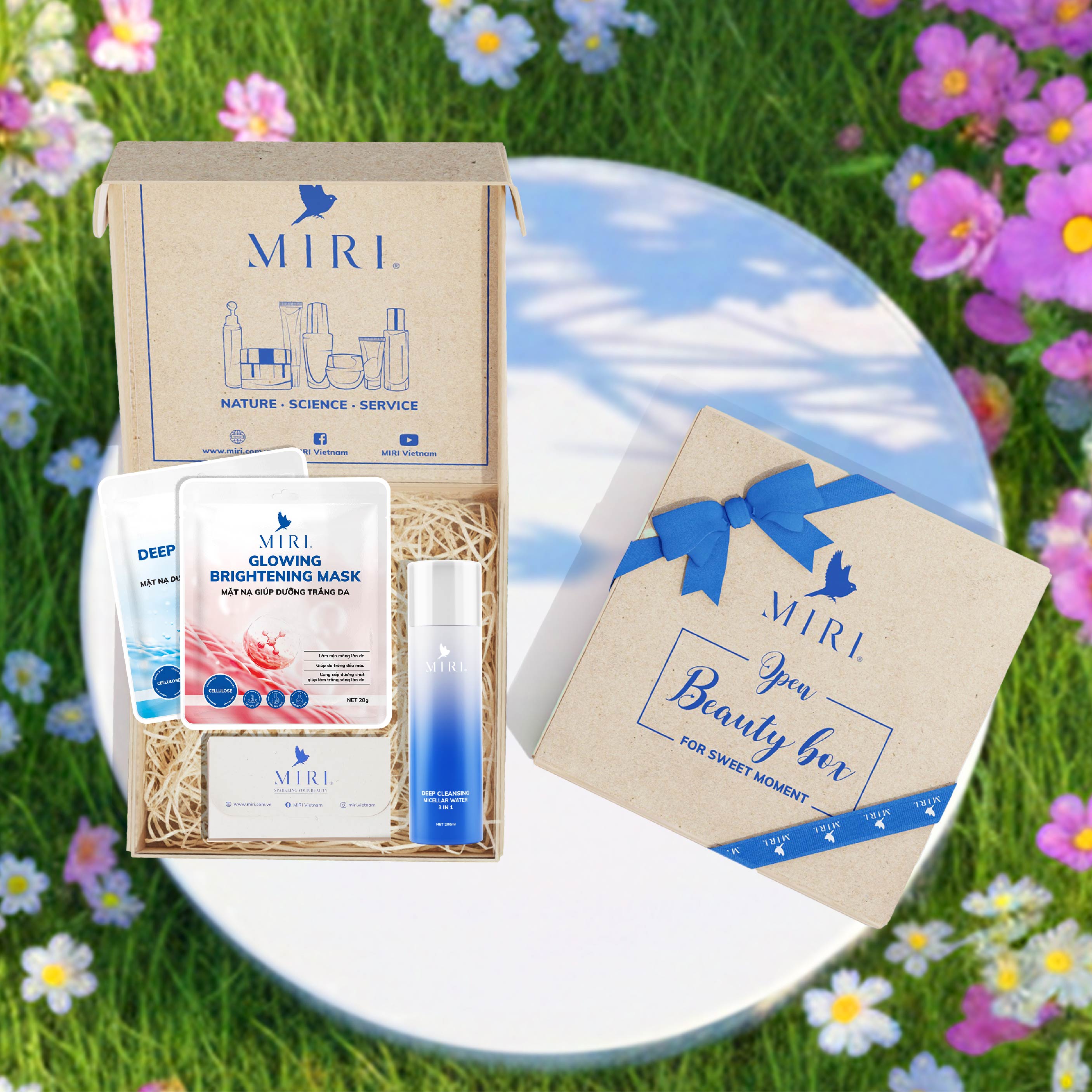 [Set Quà] Tẩy Trang Dưỡng Sáng - Tẩy Trang 3in1 + Mặt Nạ Sợi Tencel Cellulose MIRI