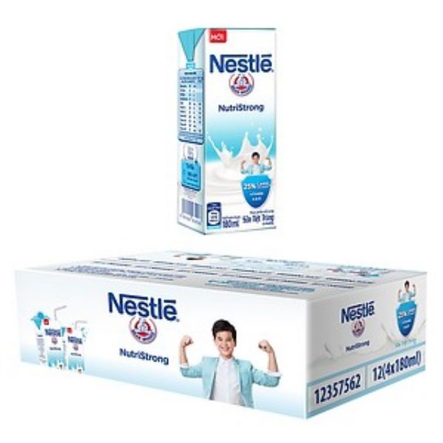 Thùng 48 hộp sữa tiệt trùng Nestle NutriStrong ít đường, Có Đường, Việt Quất, Trái cây 180ml