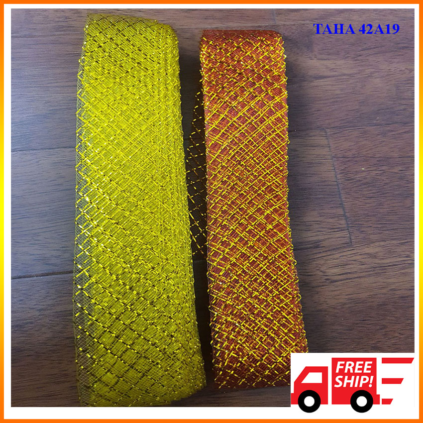 Ruy băng lưới kim tuyến RUYB TAHA 42A19 - Ruy băng bản 4cm dài 15m