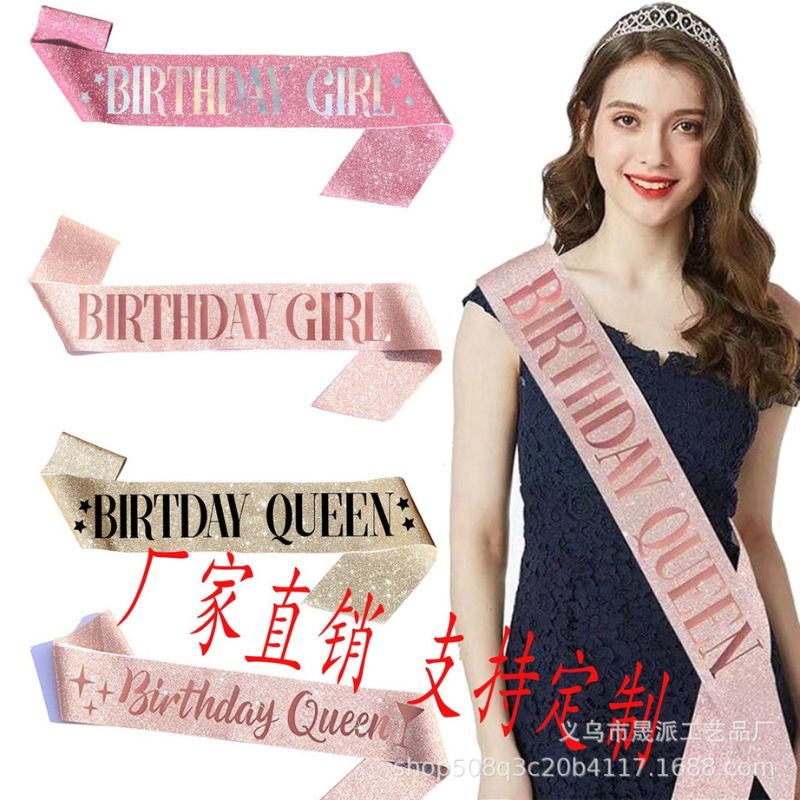 Băng đeo chéo chữ happy birthday trang trí sinh nhật sash party