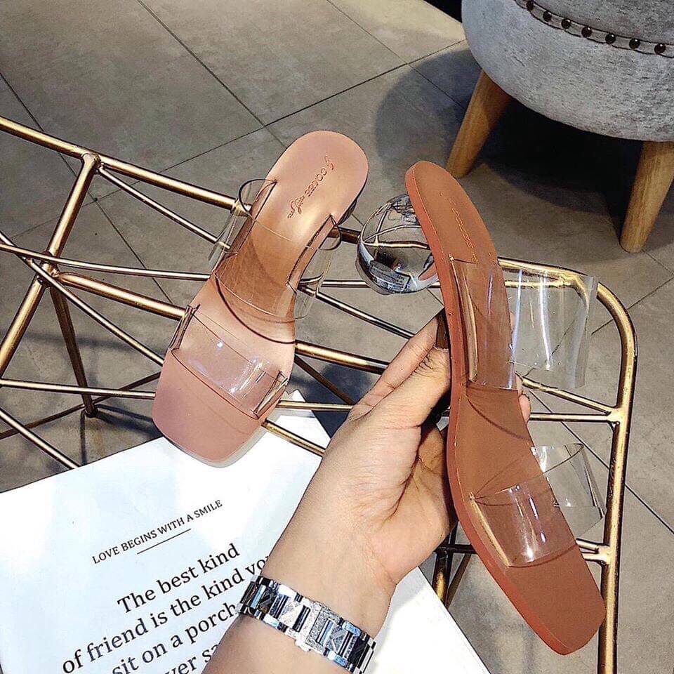 Guốc nữ dép nữ hai quai gót tròn cao 3p X15