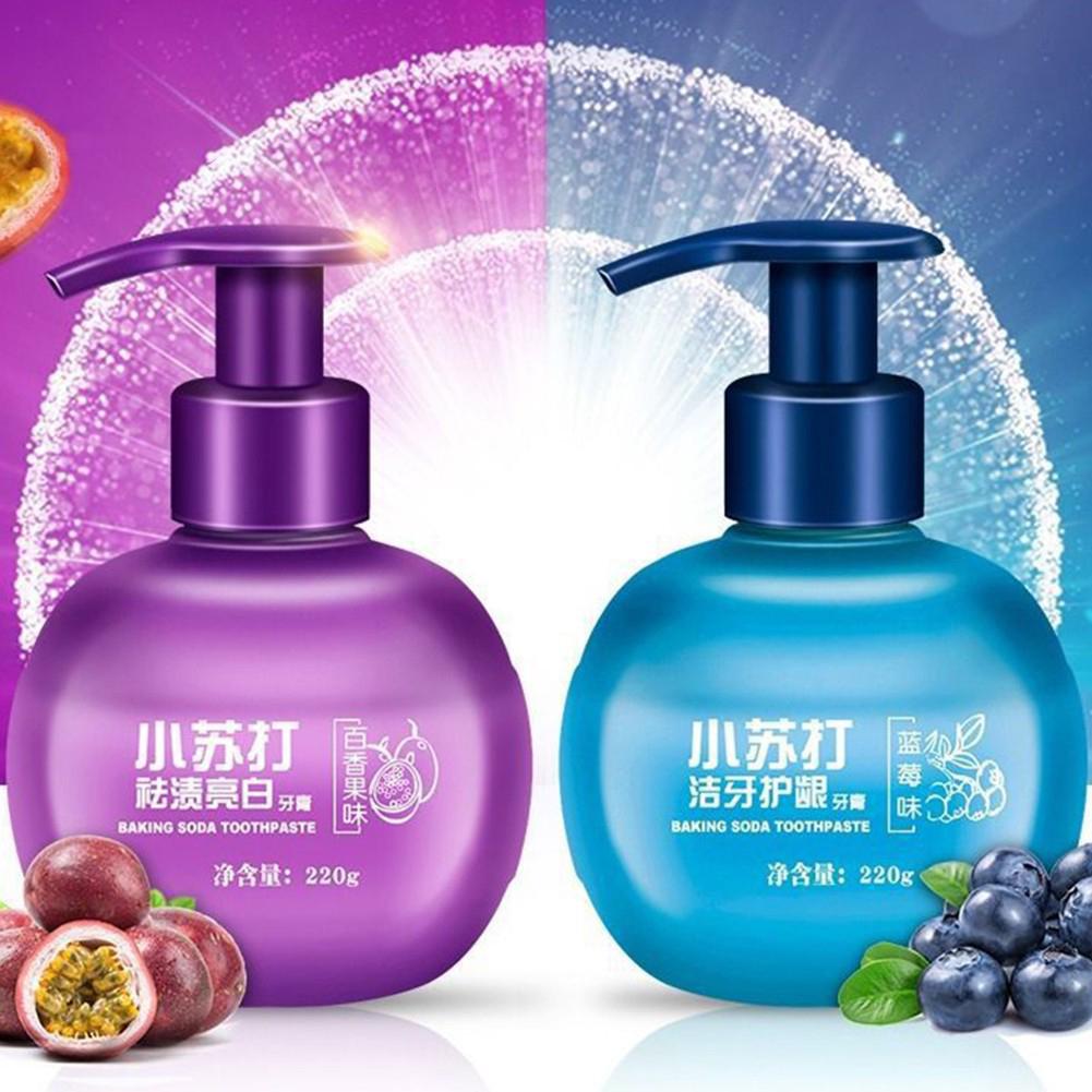 Kem làm trắng răng - kem đánh răng tẩy vết ố vàng vôi răng baking soda vị hoa quả 220ml với công nghệ làm sạch nano - tẩy vết ố trên răng hiệu quả