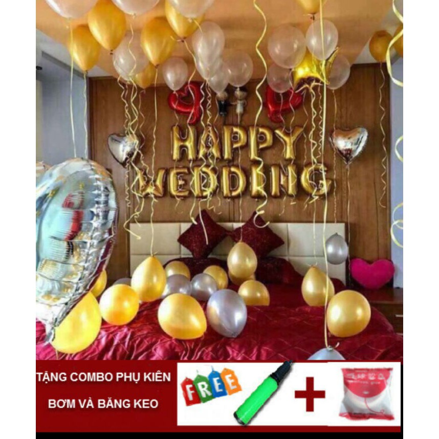 Bộ bóng trang trí phòng cưới, phòng tân hôn ( Tặng bơm + keo)