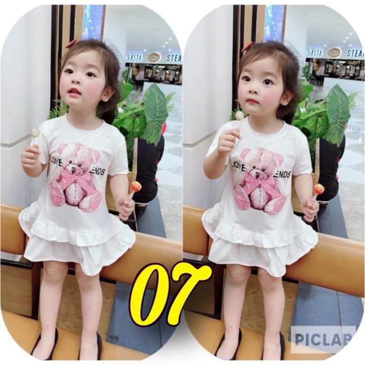 Đầm gấu cho bé gái 3 tháng tuổi đên 4 tuổi - 100% cotton