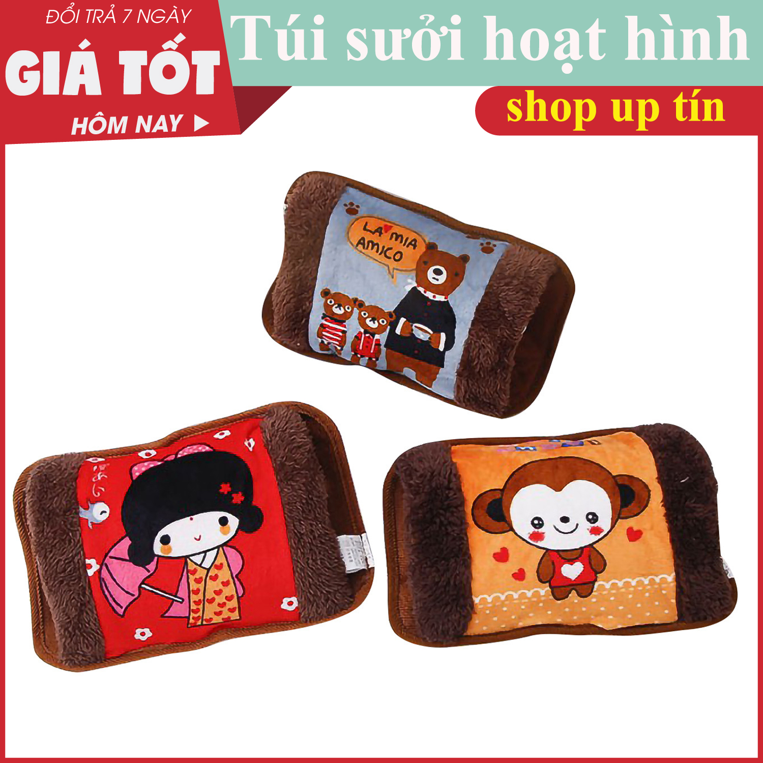 Túi sưởi hình gối hình hoạt hình  - Túi Sưởi Ấm, Chườm Lạnh Hình Nhân Vật Hoạt Hình, Túi sưởi,chườm điều trị bầm tím đau nhức chân tay