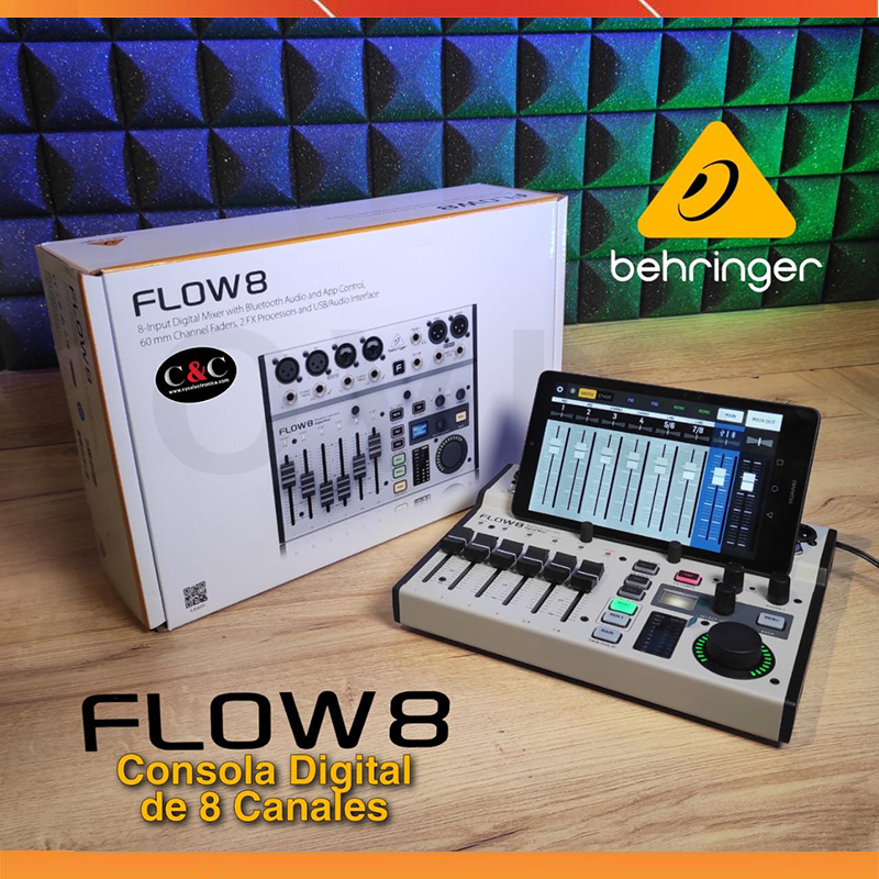 Behringer flow 8 - mixer cơ lai số 8 kênh đầu vào, hỗ trợ bluetooth, cổng usb phát trực tiếp
