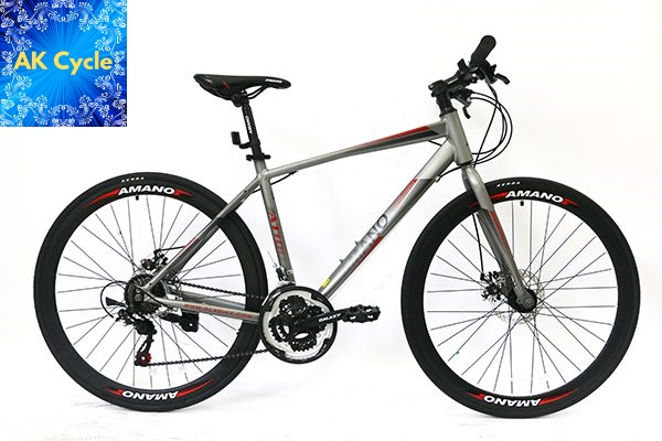 [AK Cycle] Xe Đạp Thể Thao Đường Trường AMANO AT100 , 700x25c , Khung Nhôm , Thắng Đĩa , Phù Hợp cho Thể Dục , Dã ngoại... Có Quà Tặng.