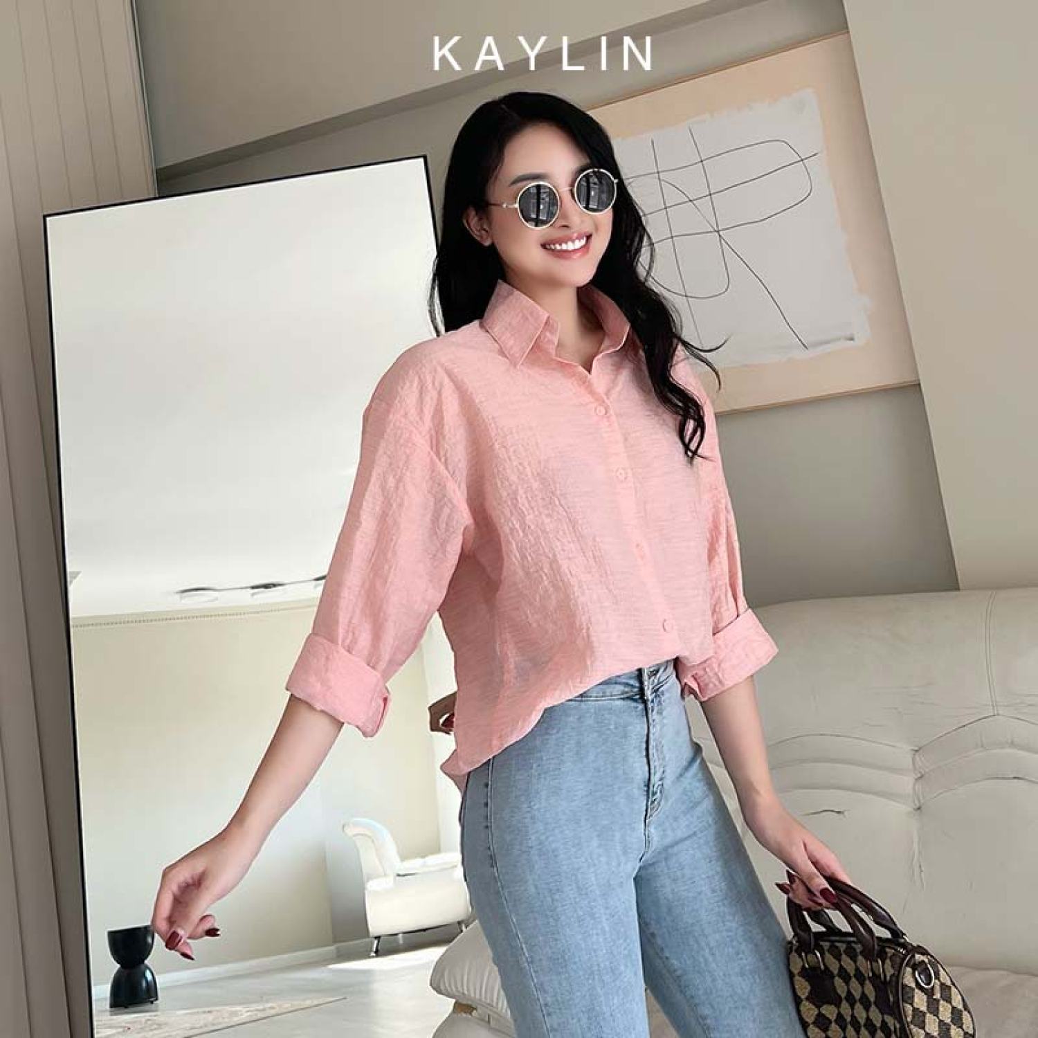 Áo somi vải đũi tơ freesize phong cách kaylin - n1968
